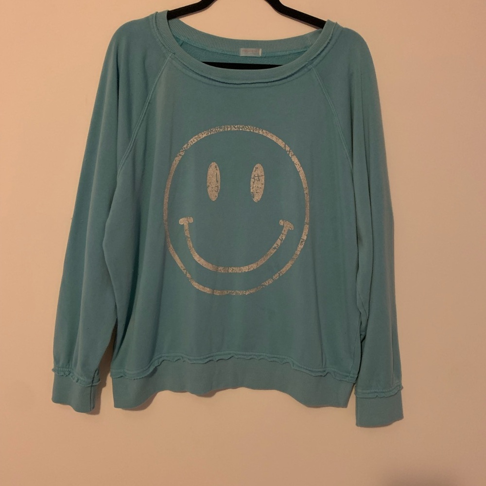 Women's Blue Smiley Face Sweater
